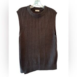 Essentials by Tchibo Crewneck Sweater Vest size L/36-38 brown ribbed cotton